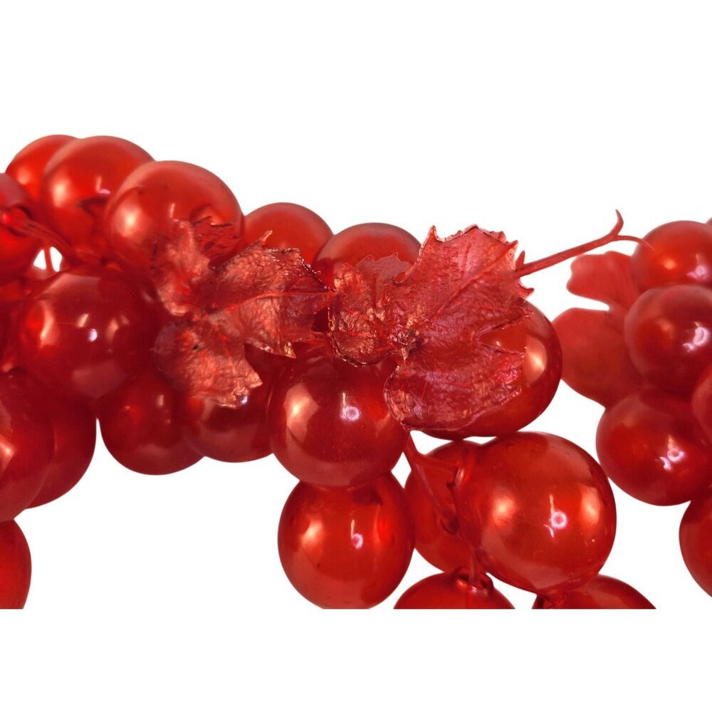 Decorative Faux Red Grapes Cluster With Leaves For Fruit Centerpiece Home Accent - Picture 8 of 10
